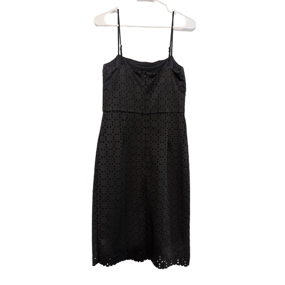 Trina Turk Womens 8 Black Eyelet Cocktail Dress Spaghetti Strap Elegant - Picture 6 of 15
